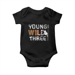3rd Birthday Baby Onesie Young Wild And Three Safari Zoo Party TS10 Black Print Your Wear