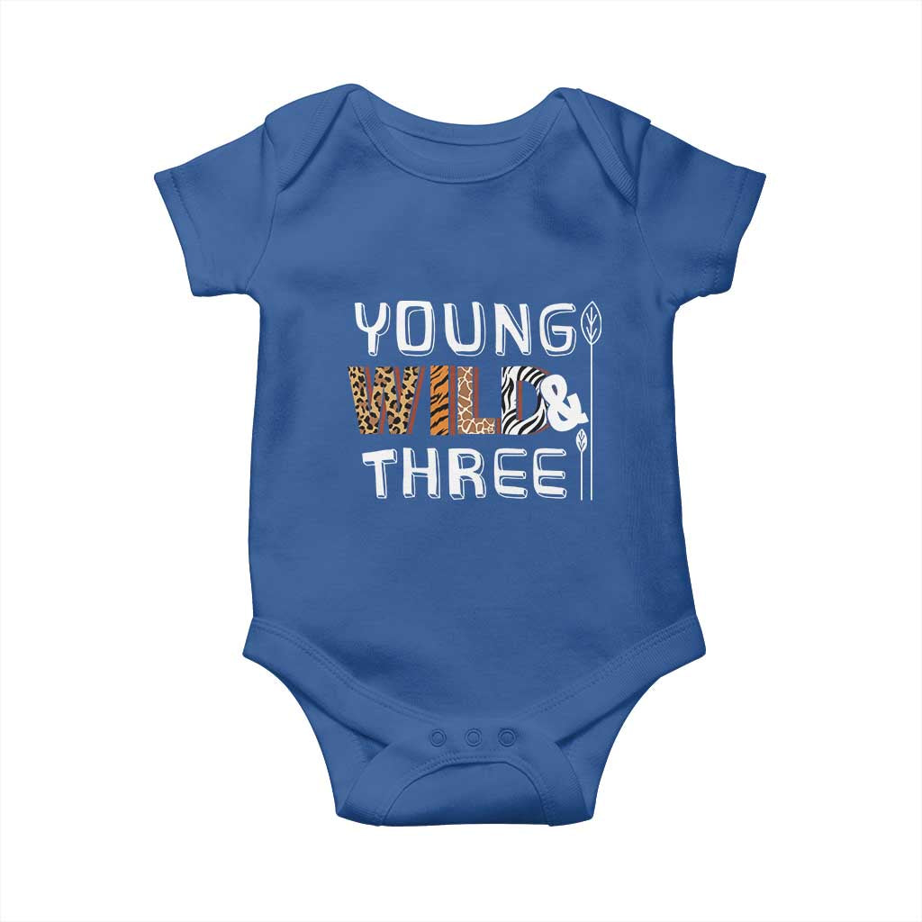 3rd Birthday Baby Onesie Young Wild And Three Safari Zoo Party TS10 Royal Blue Print Your Wear