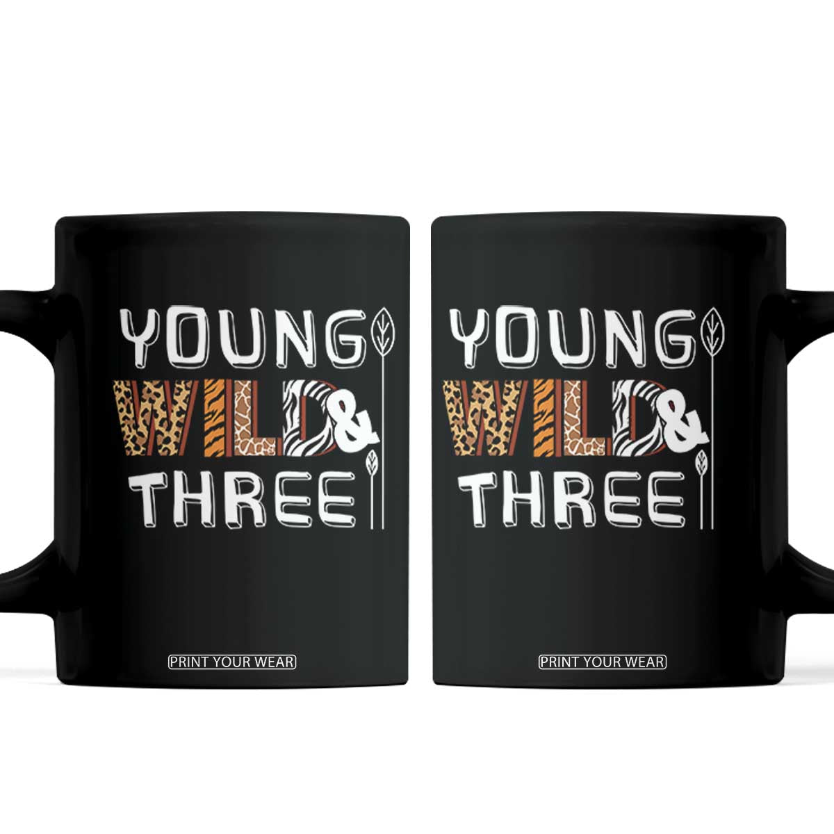 3rd Birthday Coffee Mug Young Wild And Three Safari Zoo Party TS10 Black Print Your Wear