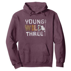 3rd Birthday Hoodie Young Wild And Three Safari Zoo Party TS10 Maroon Print Your Wear