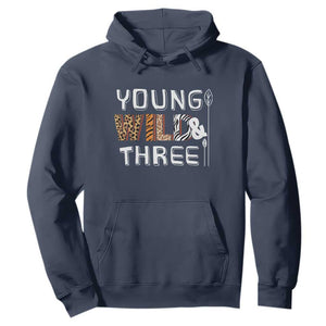 3rd Birthday Hoodie Young Wild And Three Safari Zoo Party TS10 Navy Print Your Wear