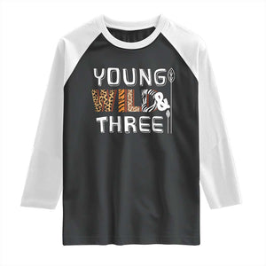 3rd Birthday Raglan Shirt Young Wild And Three Safari Zoo Party TS10 Black White Print Your Wear