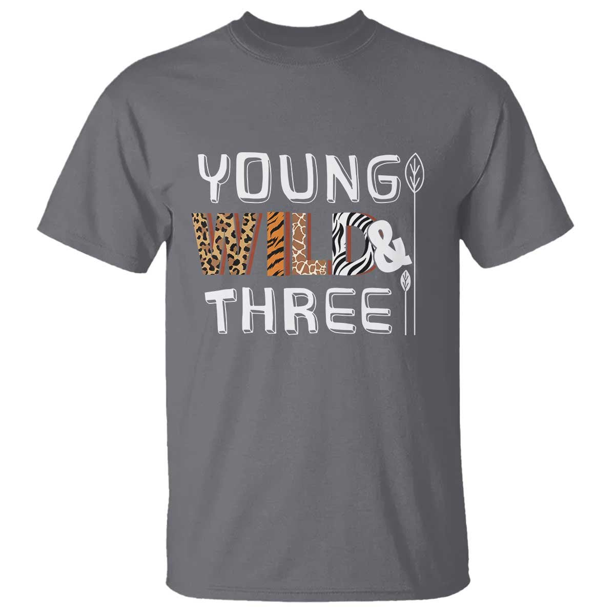 3rd Birthday T Shirt Young Wild And Three Safari Zoo Party TS10 Charcoal Print Your Wear