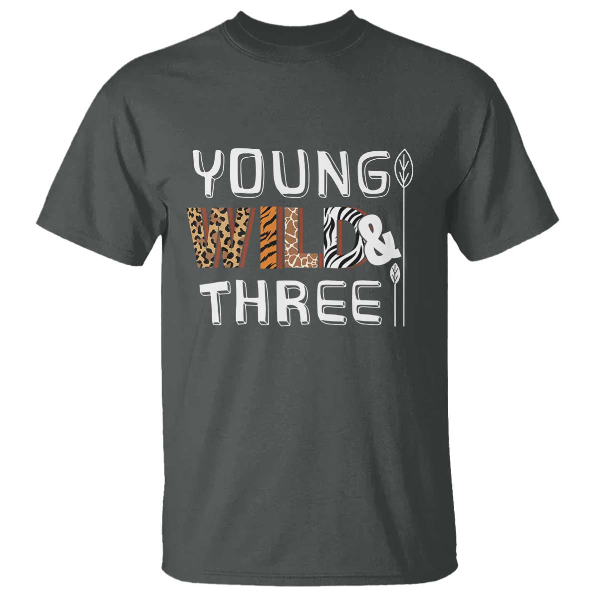 3rd Birthday T Shirt Young Wild And Three Safari Zoo Party TS10 Dark Heather Print Your Wear