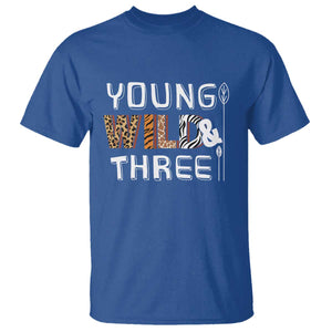 3rd Birthday T Shirt Young Wild And Three Safari Zoo Party TS10 Royal Blue Print Your Wear