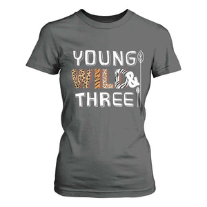 3rd Birthday T Shirt For Women Young Wild And Three Safari Zoo Party TS10 Dark Heather Print Your Wear