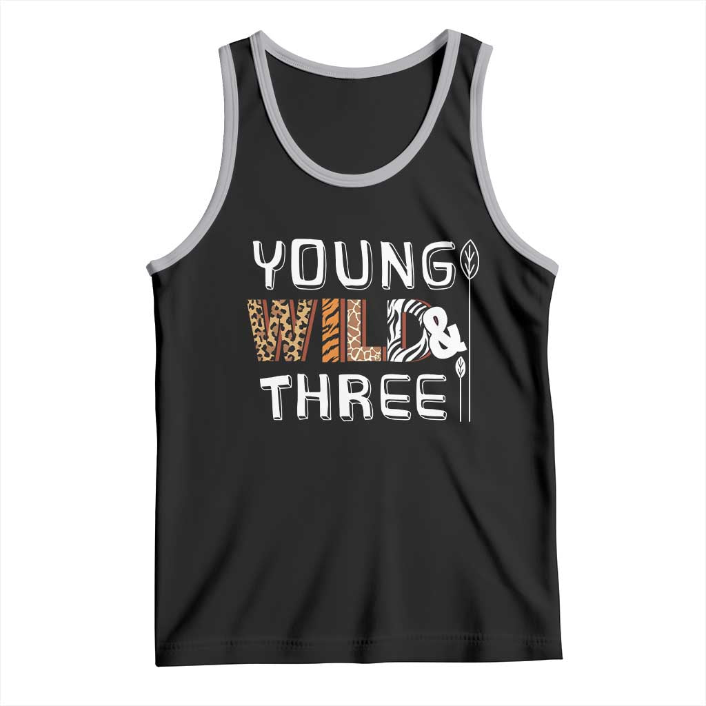 3rd Birthday Tank Top Young Wild And Three Safari Zoo Party TS10 Black Athletic Heather Print Your Wear