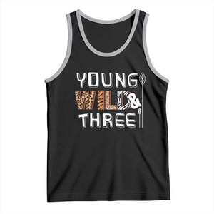 3rd Birthday Tank Top Young Wild And Three Safari Zoo Party TS10 Black Athletic Heather Print Your Wear