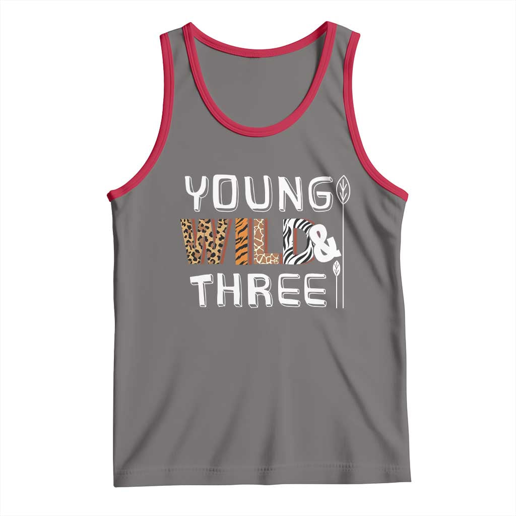 3rd Birthday Tank Top Young Wild And Three Safari Zoo Party TS10 Deep Heather Red Print Your Wear