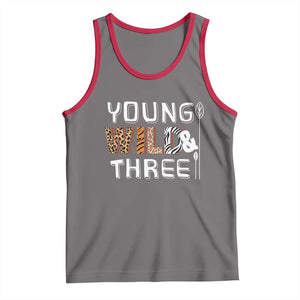 3rd Birthday Tank Top Young Wild And Three Safari Zoo Party TS10 Deep Heather Red Print Your Wear