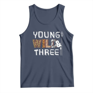 3rd Birthday Tank Top Young Wild And Three Safari Zoo Party TS10 Navy Print Your Wear