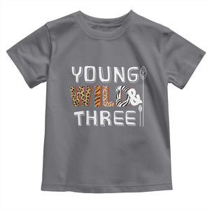 3rd Birthday Toddler T Shirt Young Wild And Three Safari Zoo Party TS10 Charcoal Print Your Wear