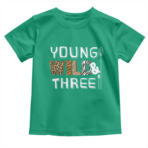 3rd Birthday Toddler T Shirt Young Wild And Three Safari Zoo Party TS10 Irish Green Print Your Wear