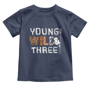 3rd Birthday Toddler T Shirt Young Wild And Three Safari Zoo Party TS10 Navy Print Your Wear