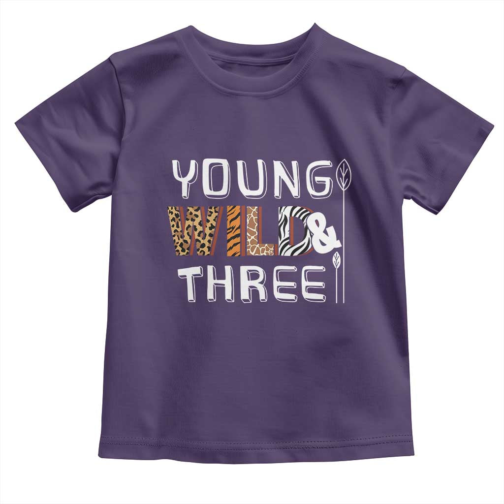 3rd Birthday Toddler T Shirt Young Wild And Three Safari Zoo Party TS10 Purple Print Your Wear