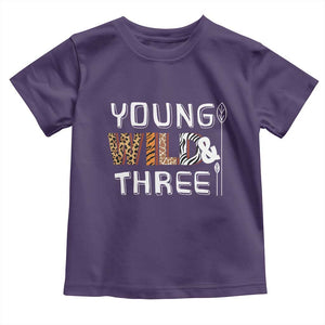 3rd Birthday Toddler T Shirt Young Wild And Three Safari Zoo Party TS10 Purple Print Your Wear