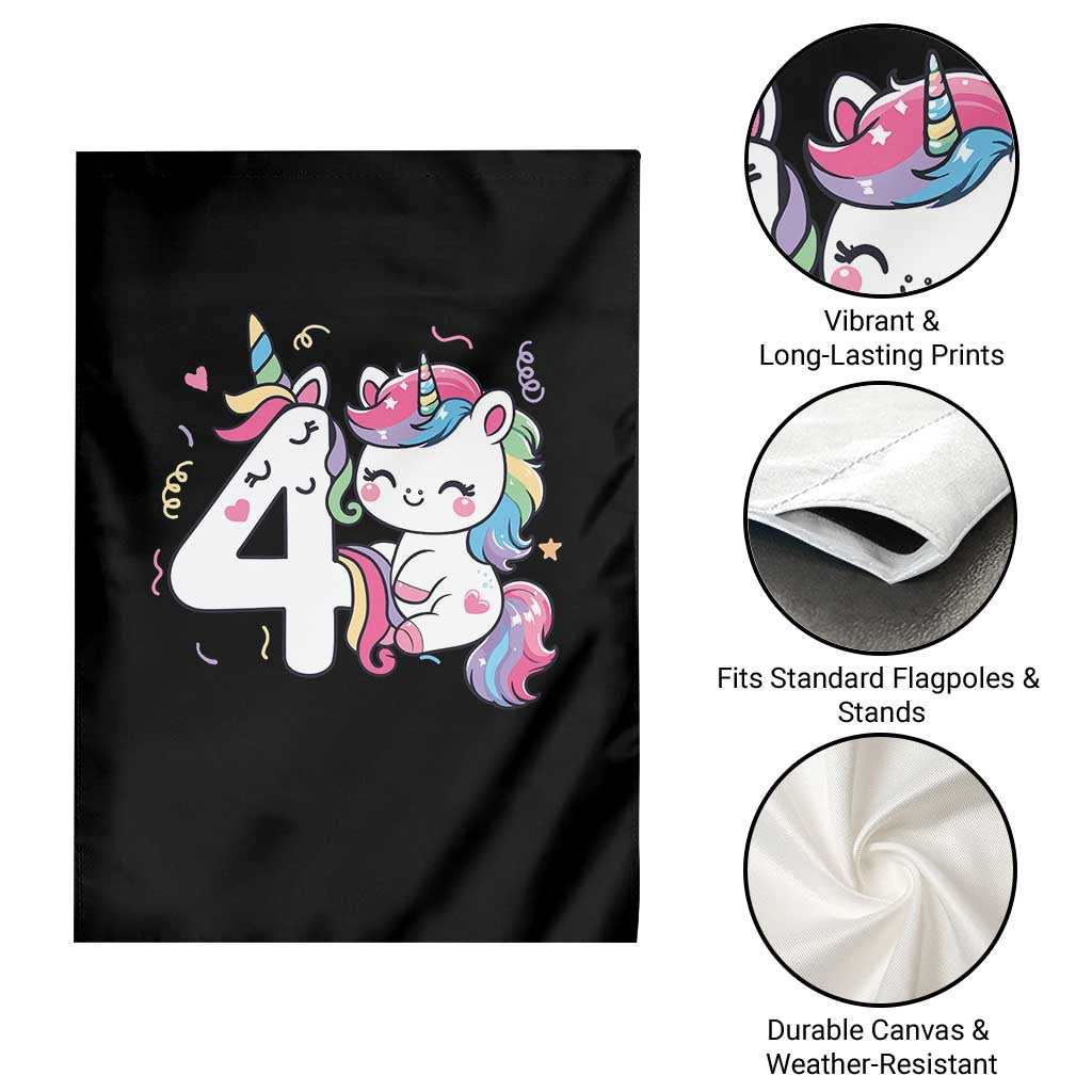 Unicorn 4th Birthday Garden Flag 4 Years Old Birthday Outfit TS10 Print Your Wear