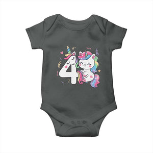 Unicorn 4th Birthday Baby Onesie 4 Years Old Birthday Outfit TS10 Dark Heather Print Your Wear