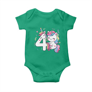 Unicorn 4th Birthday Baby Onesie 4 Years Old Birthday Outfit TS10 Irish Green Print Your Wear