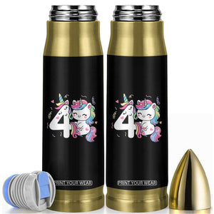Unicorn 4th Birthday Bullet Tumbler 4 Years Old Birthday Outfit TS10 Black Print Your Wear