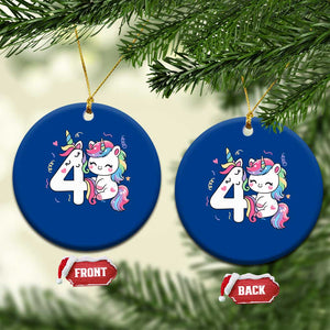 Unicorn 4th Birthday Ceramic Ornament 4 Years Old Birthday Outfit TS10 1pc Blue Print Your Wear