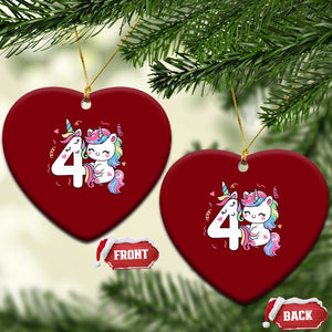 Unicorn 4th Birthday Ceramic Ornament 4 Years Old Birthday Outfit TS10 Print Your Wear