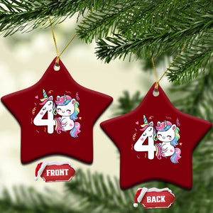 Unicorn 4th Birthday Ceramic Ornament 4 Years Old Birthday Outfit TS10 Print Your Wear