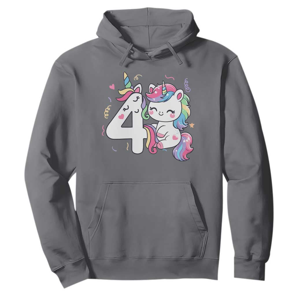 Unicorn 4th Birthday Hoodie 4 Years Old Birthday Outfit TS10 Charcoal Print Your Wear