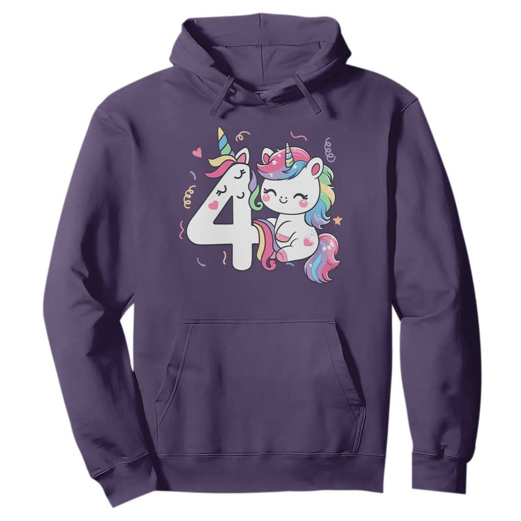 Unicorn 4th Birthday Hoodie 4 Years Old Birthday Outfit TS10 Purple Print Your Wear