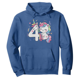 Unicorn 4th Birthday Hoodie 4 Years Old Birthday Outfit TS10 Royal Blue Print Your Wear