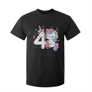 Unicorn 4th Birthday T Shirt For Kid 4 Years Old Birthday Outfit TS10 Black Print Your Wear