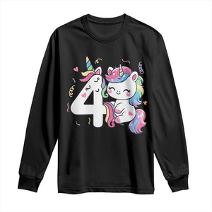 Unicorn 4th Birthday Long Sleeve Shirt 4 Years Old Birthday Outfit TS10 Black Print Your Wear