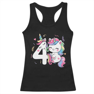 Unicorn 4th Birthday Racerback Tank Top 4 Years Old Birthday Outfit TS10 Black Print Your Wear