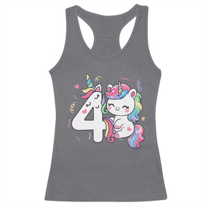 Unicorn 4th Birthday Racerback Tank Top 4 Years Old Birthday Outfit TS10 Charcoal Print Your Wear