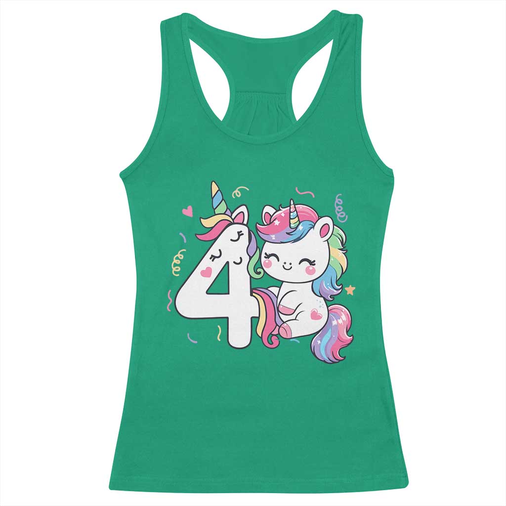 Unicorn 4th Birthday Racerback Tank Top 4 Years Old Birthday Outfit TS10 Irish Green Print Your Wear