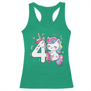 Unicorn 4th Birthday Racerback Tank Top 4 Years Old Birthday Outfit TS10 Irish Green Print Your Wear