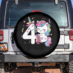 Unicorn 4th Birthday Spare Tire Cover 4 Years Old Birthday Outfit TS10 No hole Black Print Your Wear