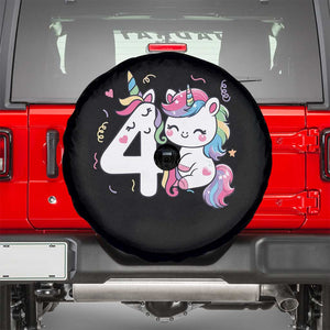Unicorn 4th Birthday Spare Tire Cover 4 Years Old Birthday Outfit TS10 Black Print Your Wear