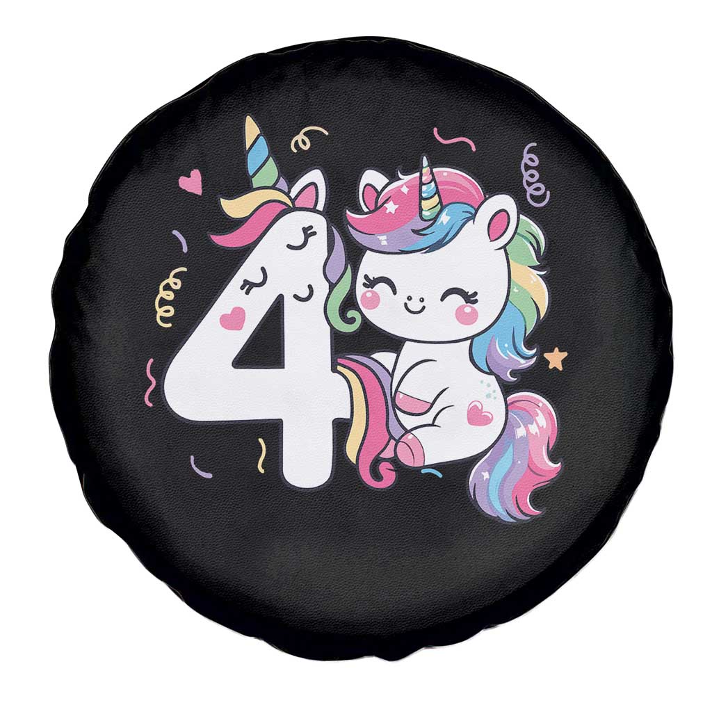 Unicorn 4th Birthday Spare Tire Cover 4 Years Old Birthday Outfit TS10 Print Your Wear