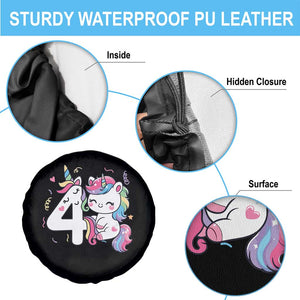 Unicorn 4th Birthday Spare Tire Cover 4 Years Old Birthday Outfit TS10 Print Your Wear