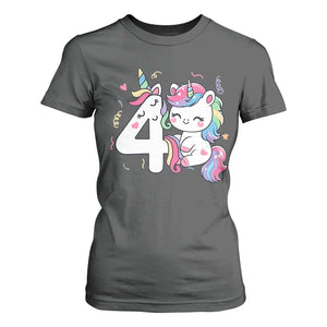 Unicorn 4th Birthday T Shirt For Women 4 Years Old Birthday Outfit TS10 Dark Heather Print Your Wear