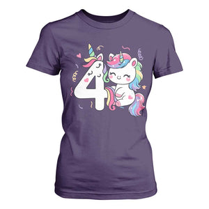 Unicorn 4th Birthday T Shirt For Women 4 Years Old Birthday Outfit TS10 Purple Print Your Wear