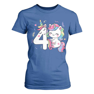 Unicorn 4th Birthday T Shirt For Women 4 Years Old Birthday Outfit TS10 Royal Blue Print Your Wear