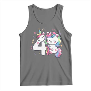 Unicorn 4th Birthday Tank Top 4 Years Old Birthday Outfit TS10 Black Heather Print Your Wear