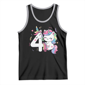 Unicorn 4th Birthday Tank Top 4 Years Old Birthday Outfit TS10 Black Athletic Heather Print Your Wear