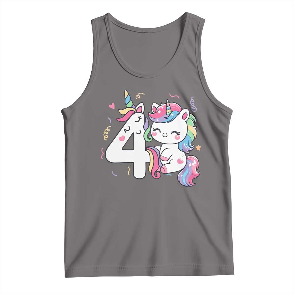 Unicorn 4th Birthday Tank Top 4 Years Old Birthday Outfit TS10 Deep Heather Print Your Wear
