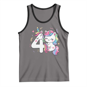 Unicorn 4th Birthday Tank Top 4 Years Old Birthday Outfit TS10 Deep Heather Black Print Your Wear