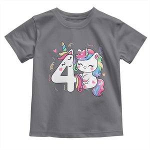 Unicorn 4th Birthday Toddler T Shirt 4 Years Old Birthday Outfit TS10 Charcoal Print Your Wear