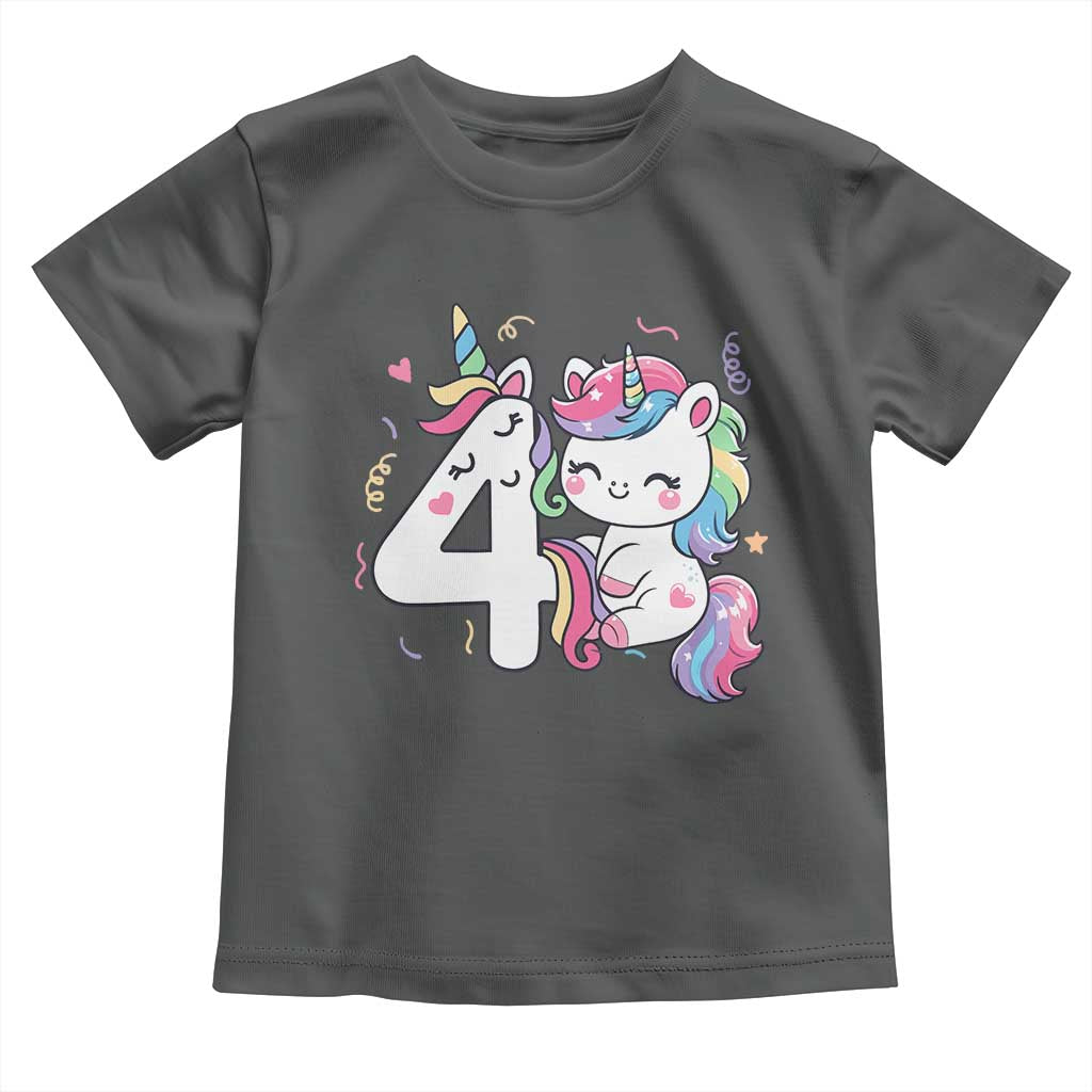 Unicorn 4th Birthday Toddler T Shirt 4 Years Old Birthday Outfit TS10 Dark Heather Print Your Wear