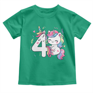 Unicorn 4th Birthday Toddler T Shirt 4 Years Old Birthday Outfit TS10 Irish Green Print Your Wear